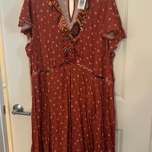 Torrid Rust Maxi Dress with Colorful Trim